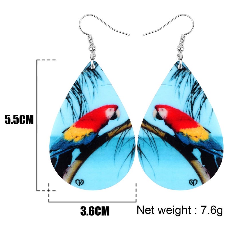 Bonsny Acrylic Big Blue Dangle Macaw Parrot Bird Earrings Fashion Jewelry For Women - Image 5